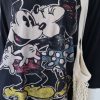 Tricou second hand negru bumbac femei Disney Mickey Minnie