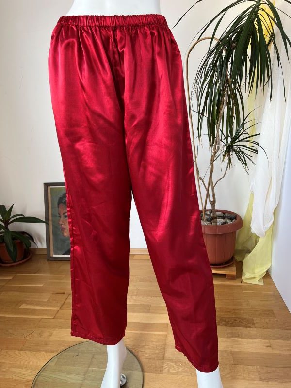 Pantaloni pijama femei rosii satinati second hand