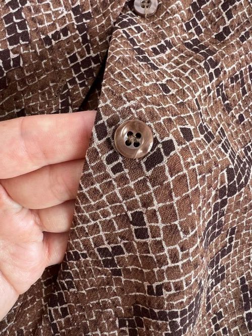 Camasa vintage femei animal print maro subtire semitransparenta
