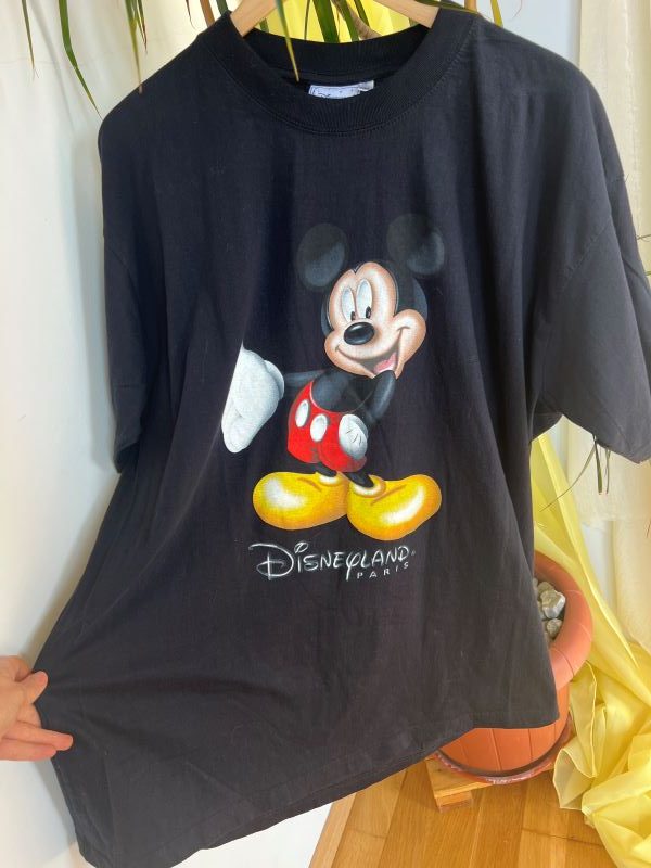 Tricou bumbac negru Disney Paris Mickey Mouse second hand
